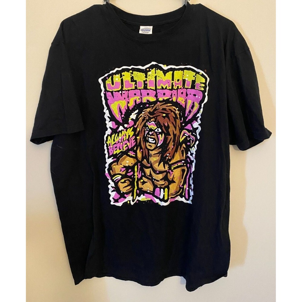 ULTIMATE WARRIOR Gildan Softstyle Black Graphic T-shirt Size XL